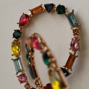 Multicolor Statament  Loop rhinestone syle Earrings